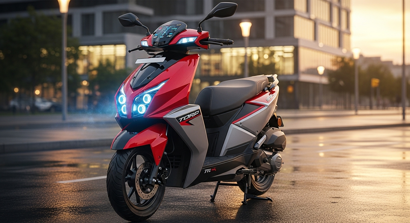 TVS Ntorq 150 scooter front view with quad LED headlamps launched in India at ₹1.19 lakh